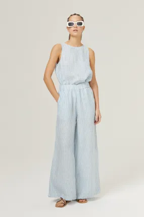 Cape Linen Pants - Light Blue and White Stripes