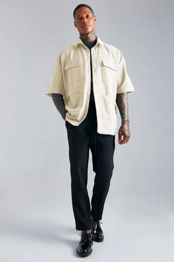 Cargo Oversized Pocket shacket Shirt