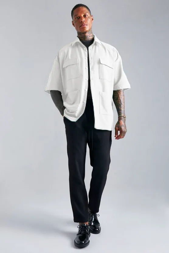 Cargo Oversized Pocket shacket Shirt