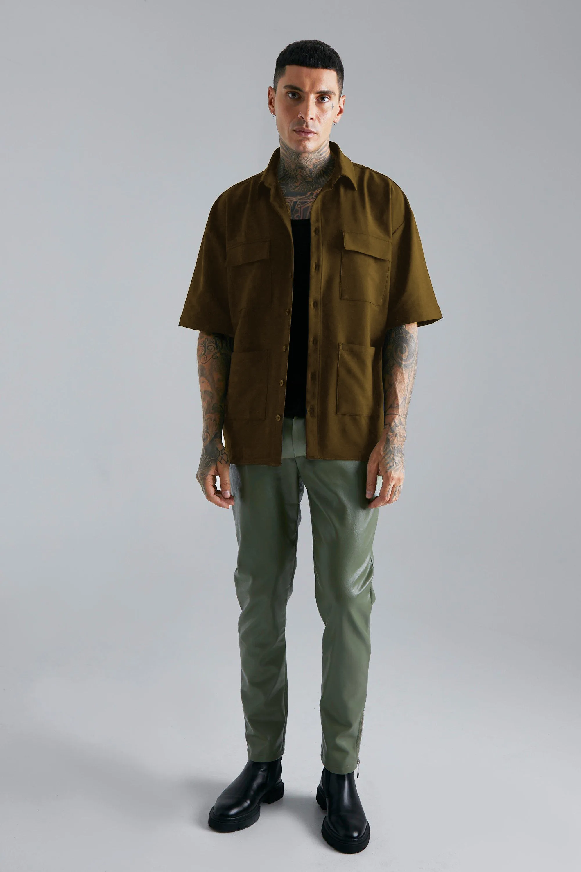 Cargo Oversized Pocket shacket Shirt