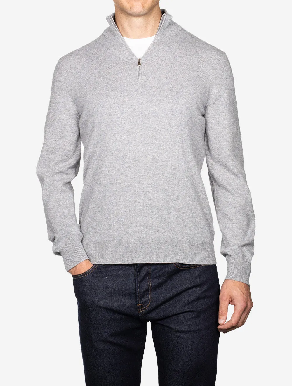 Cashmere Half Zip Grey