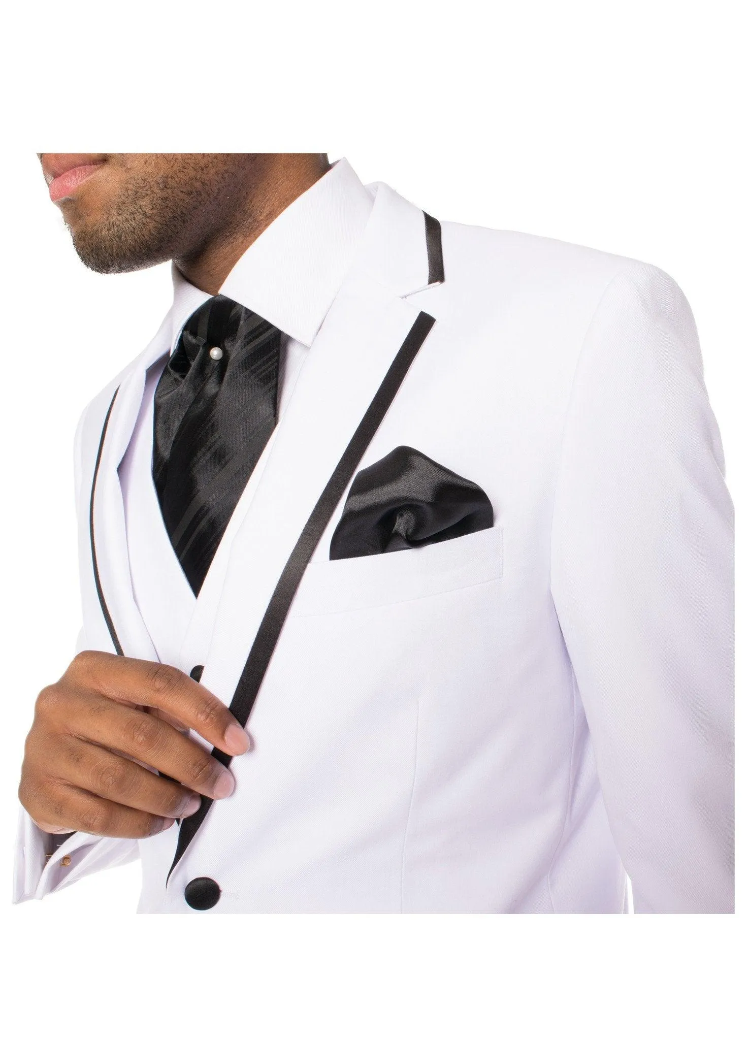 Celio White & Black 3 piece Slim Fit Tuxedo