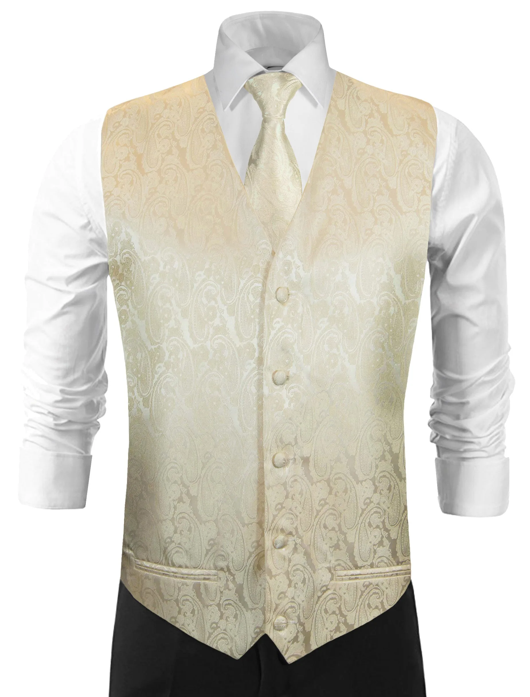 Champagne Paisley Tuxedo Vest Set