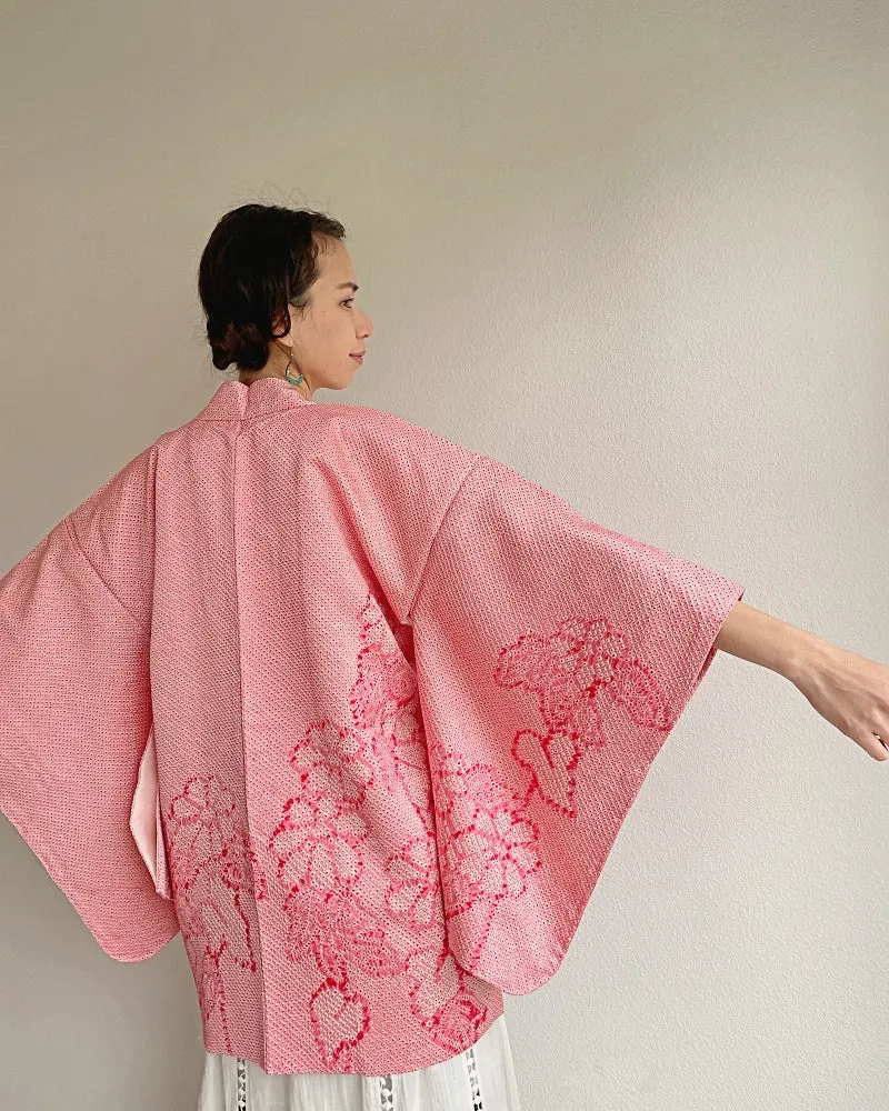 Charm Pink Shibori Kimono Jacket