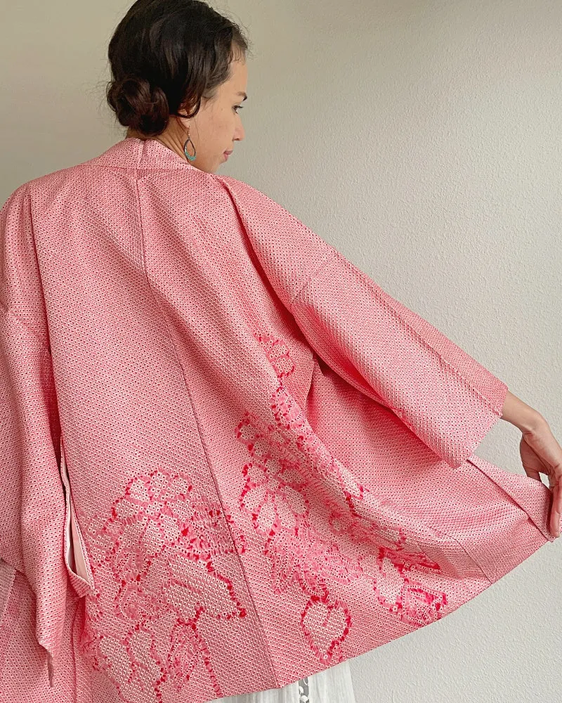 Charm Pink Shibori Kimono Jacket