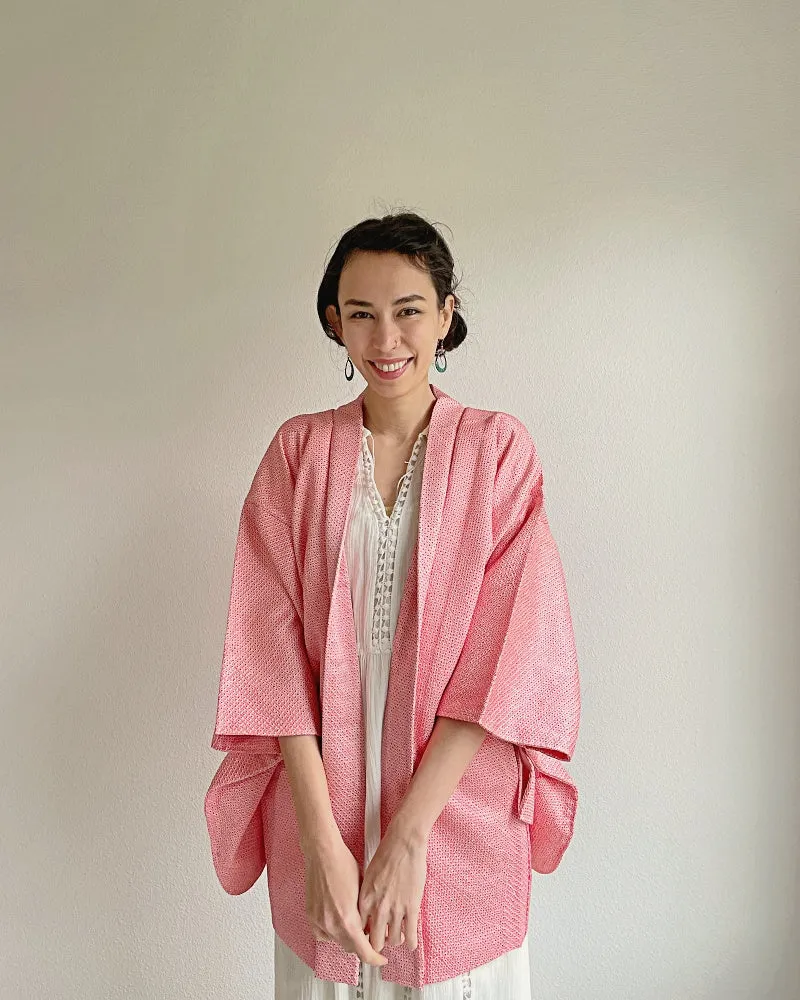 Charm Pink Shibori Kimono Jacket