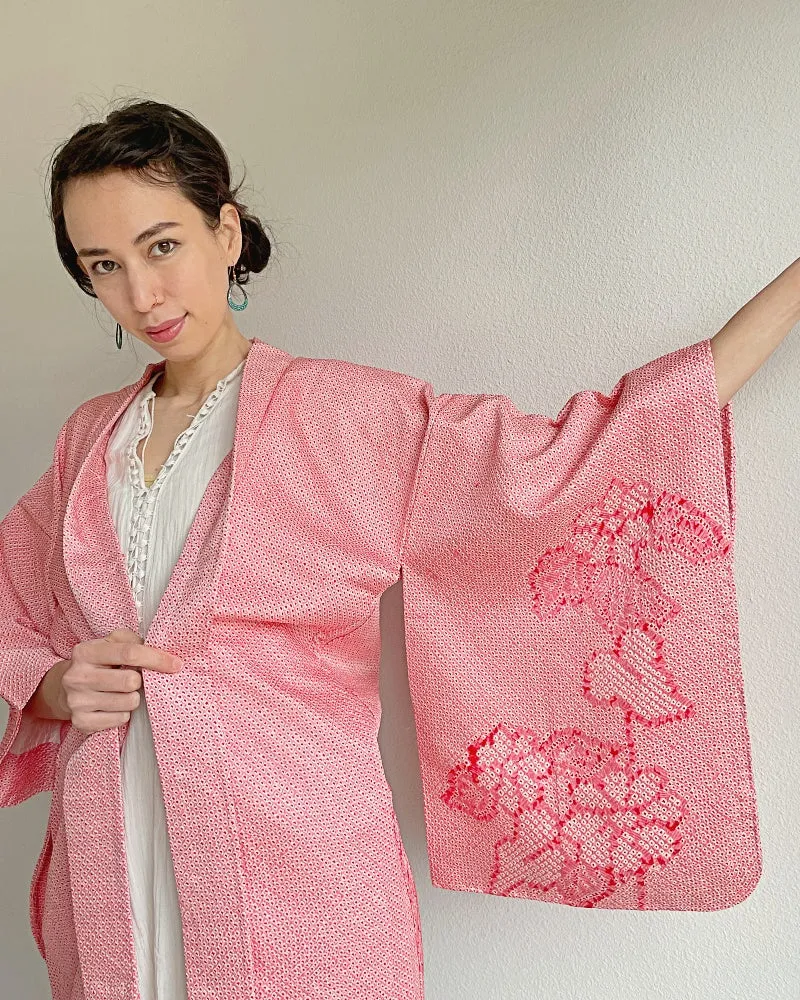 Charm Pink Shibori Kimono Jacket