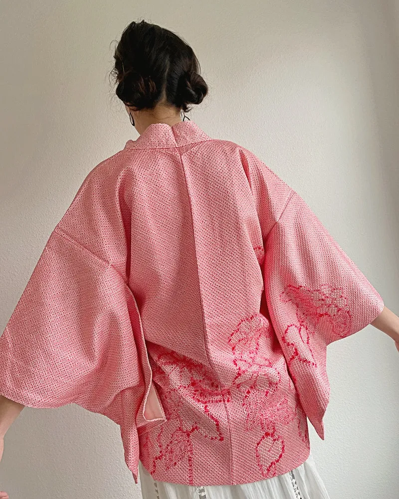 Charm Pink Shibori Kimono Jacket