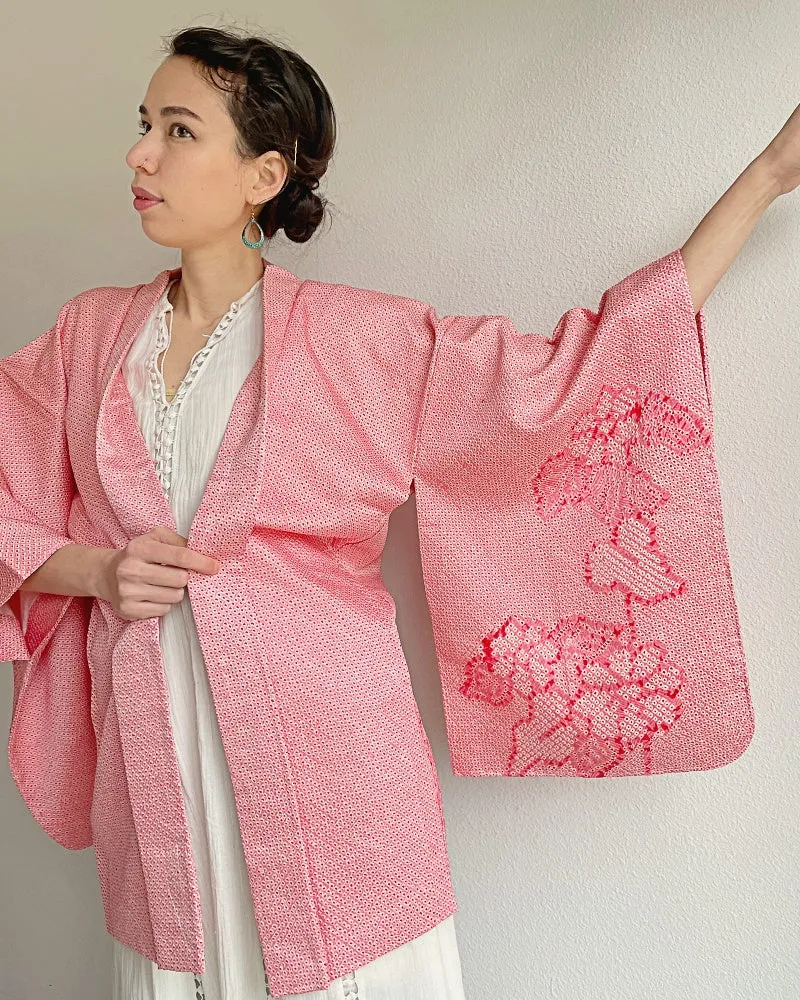 Charm Pink Shibori Kimono Jacket