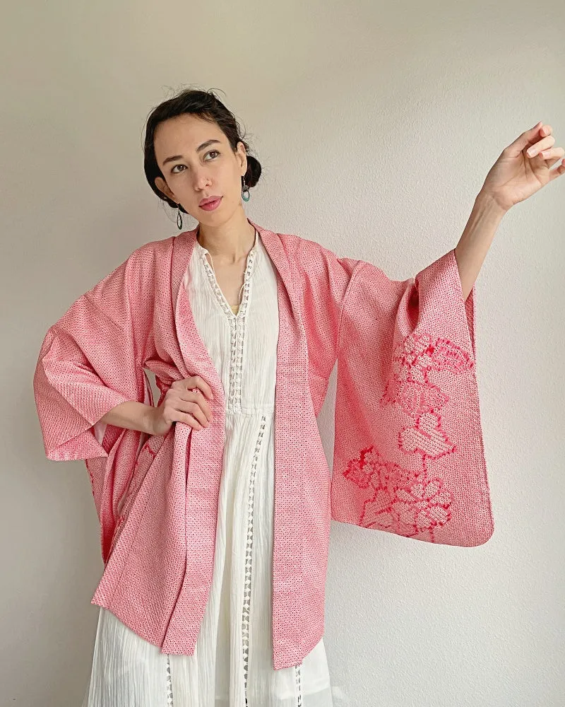 Charm Pink Shibori Kimono Jacket