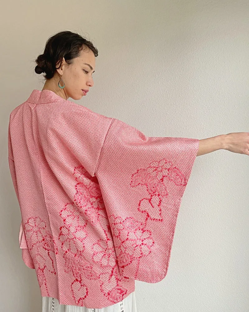 Charm Pink Shibori Kimono Jacket