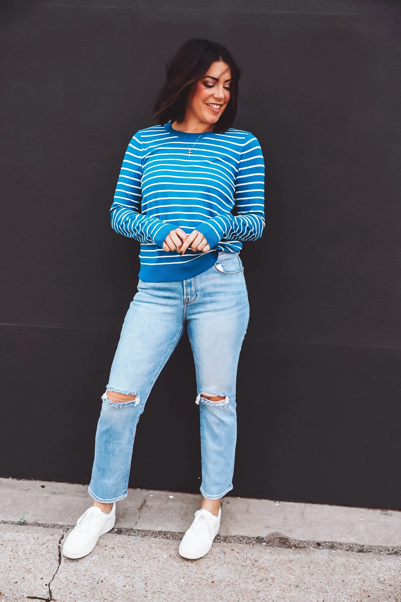 Christina Striped Sweater-Blue