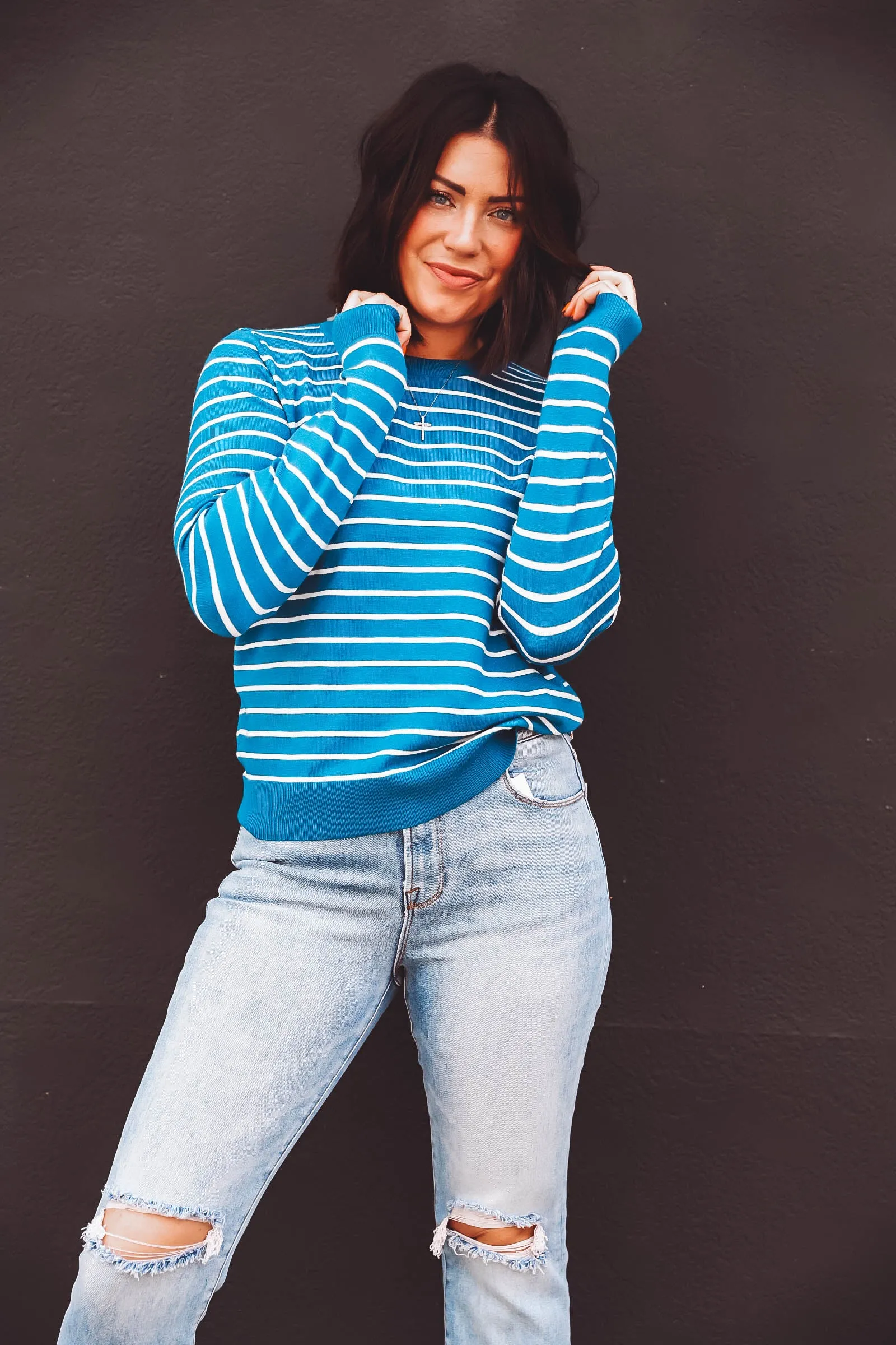 Christina Striped Sweater-Blue