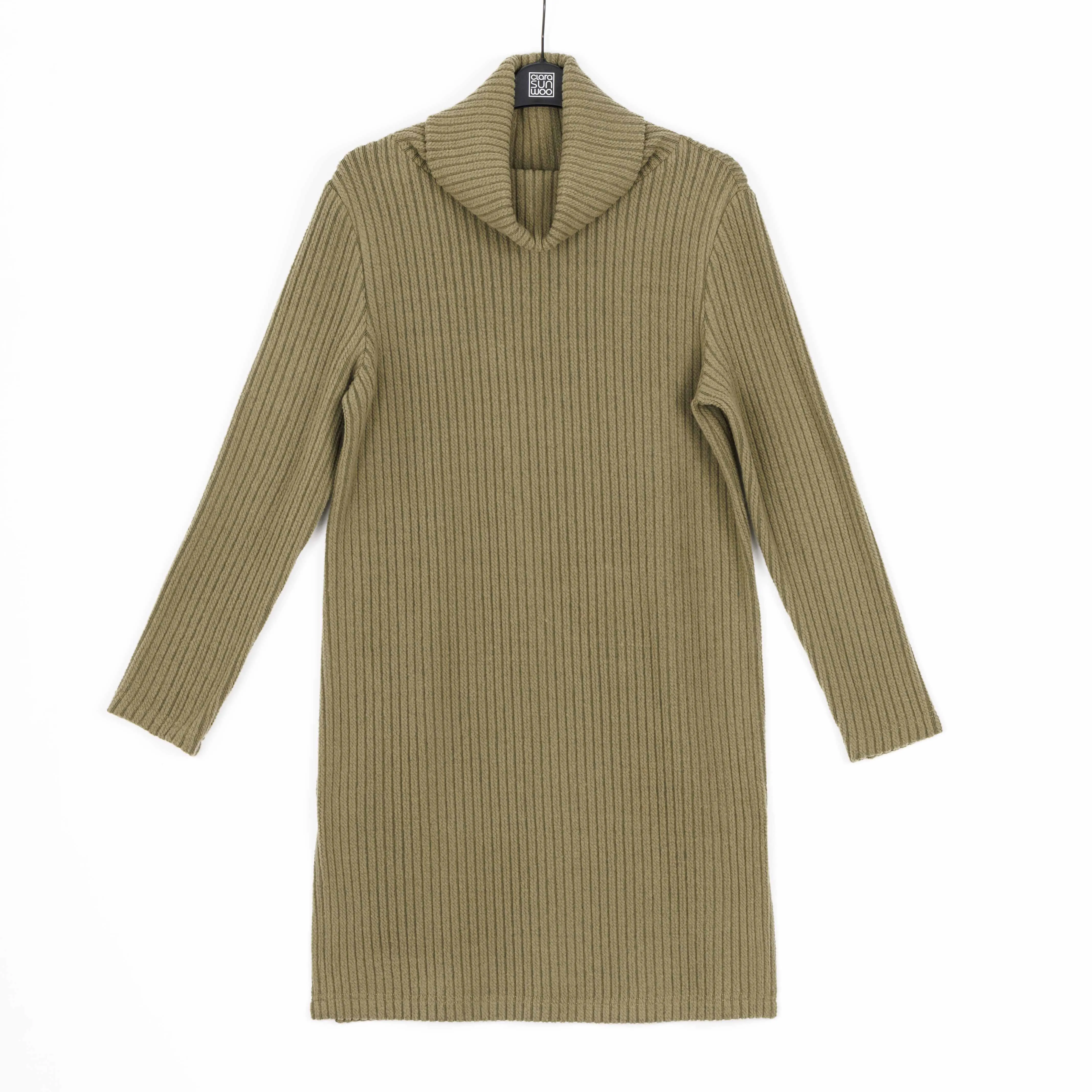 Chunky Ribbed - Cowl Turtleneck Sweater Tunic - Olive - Final Sale!