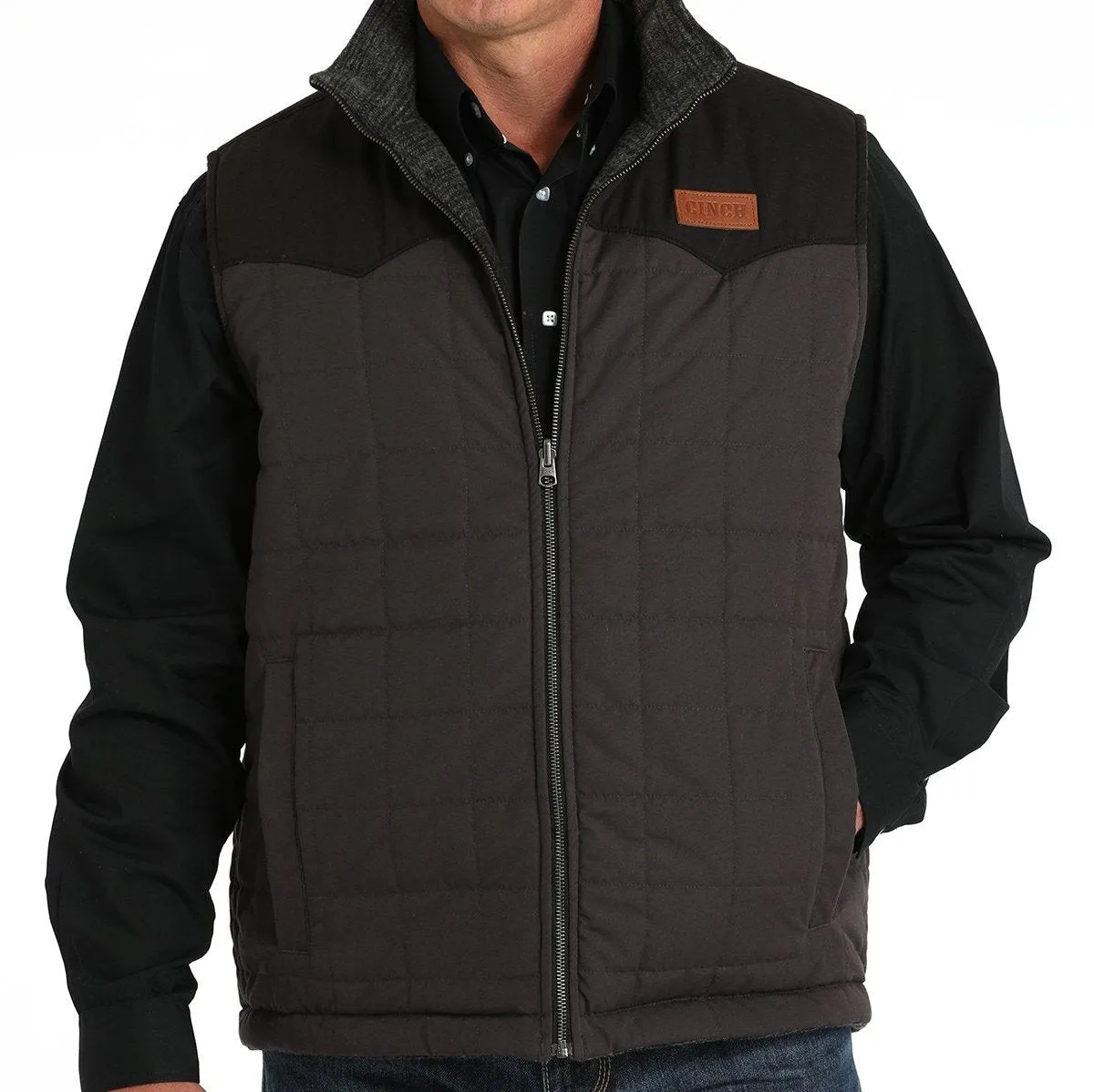 Cinch Men's Reversible Quilted Vest in Black & Charcoal