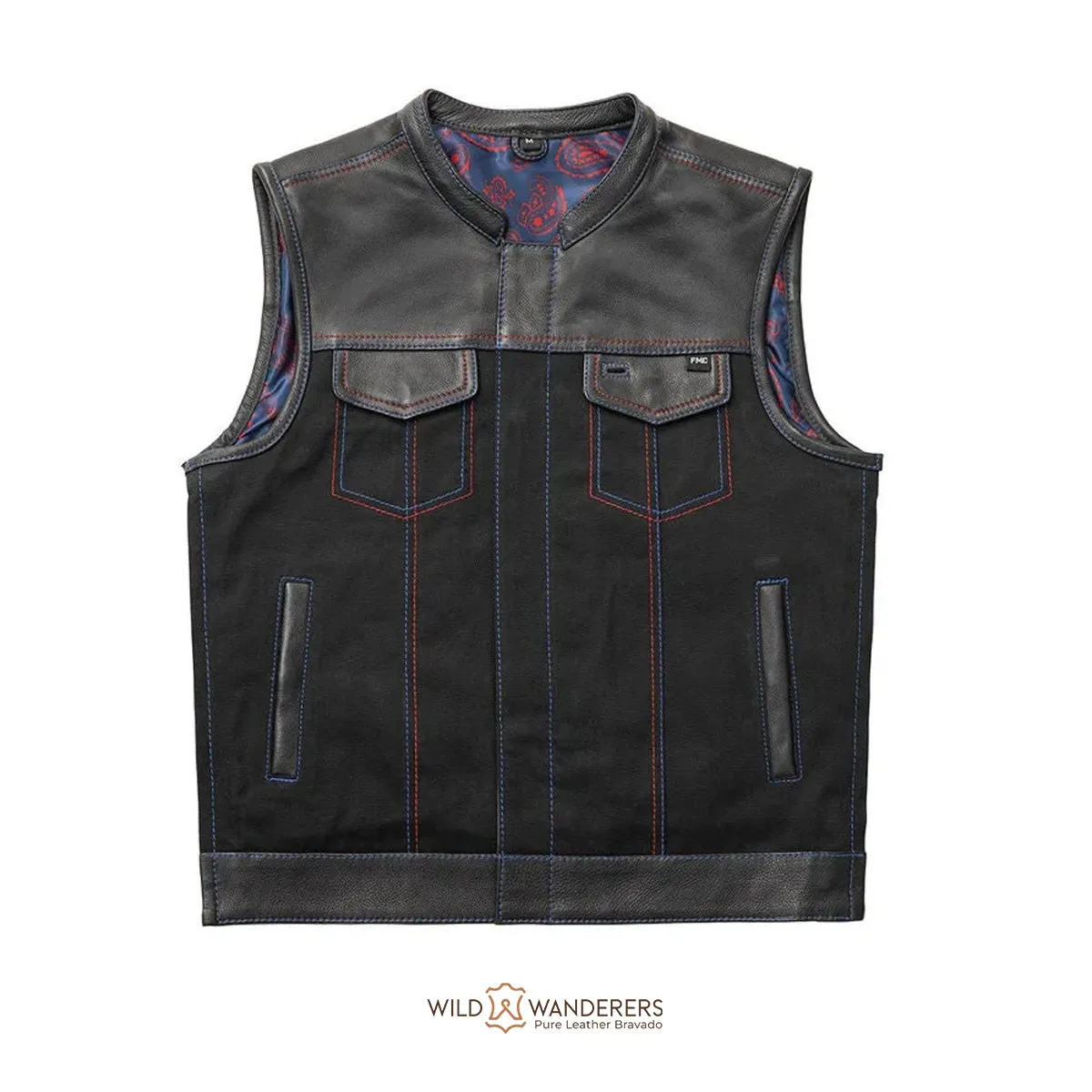 Classic Denim Rider Durable Leather & Denim Vest