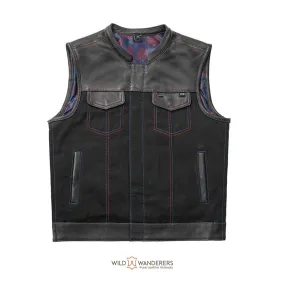 Classic Denim Rider Durable Leather & Denim Vest