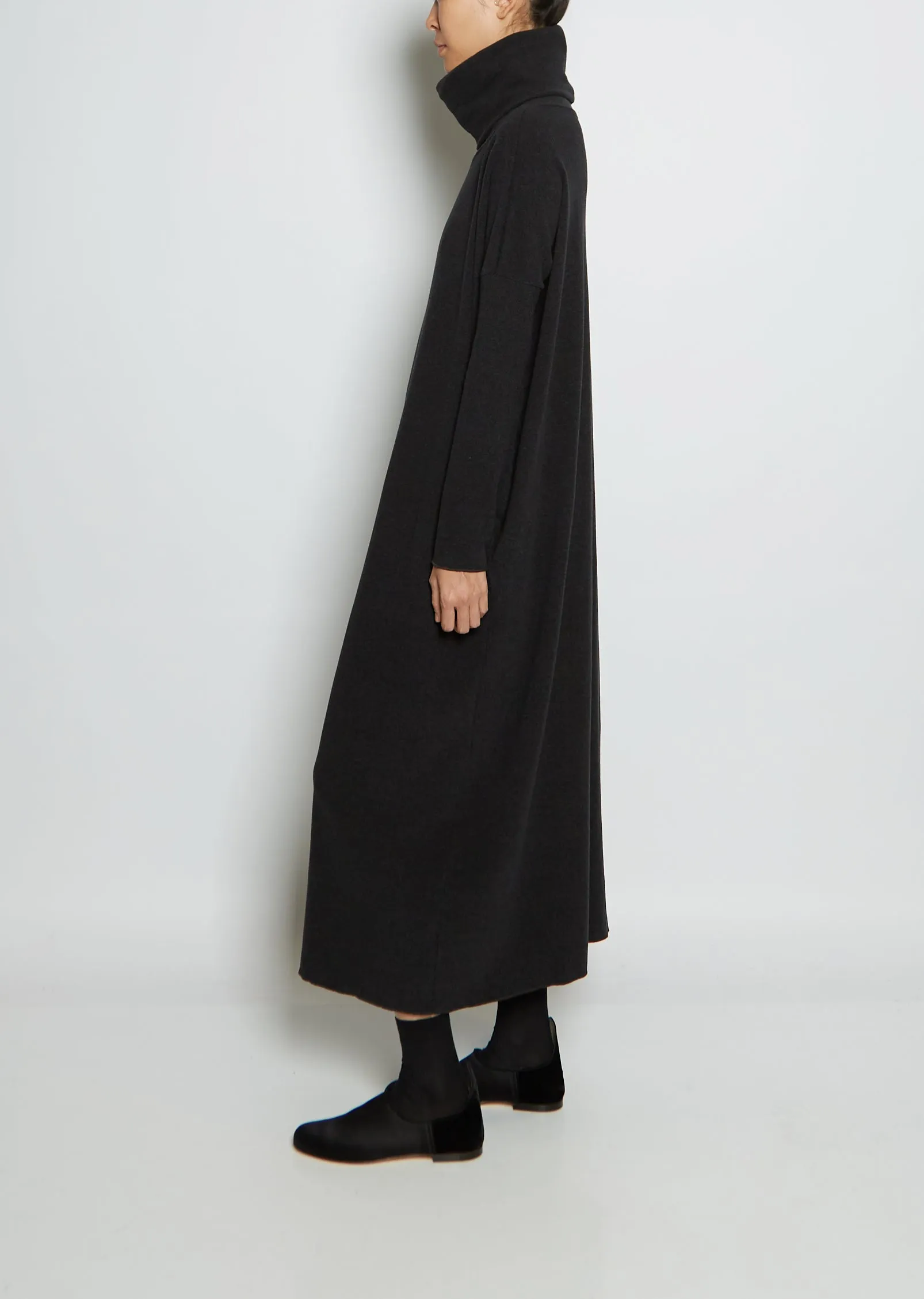 Cotton Blend Jersey Turtleneck Dress JP