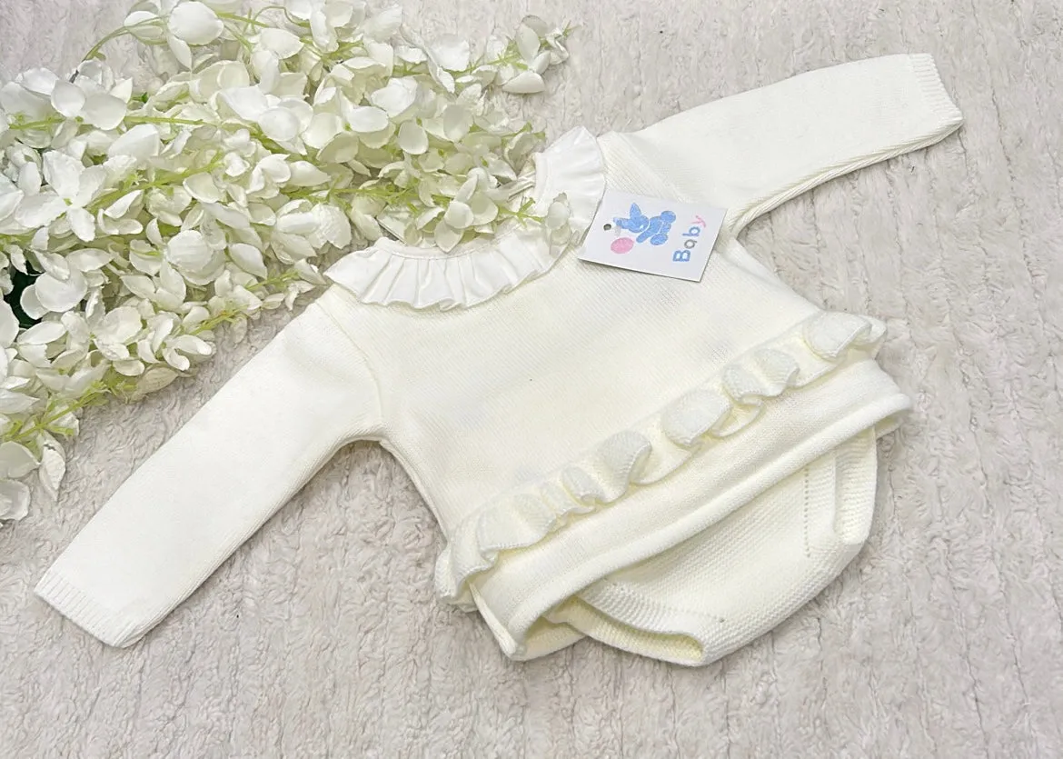 Cream knitted jam pants set