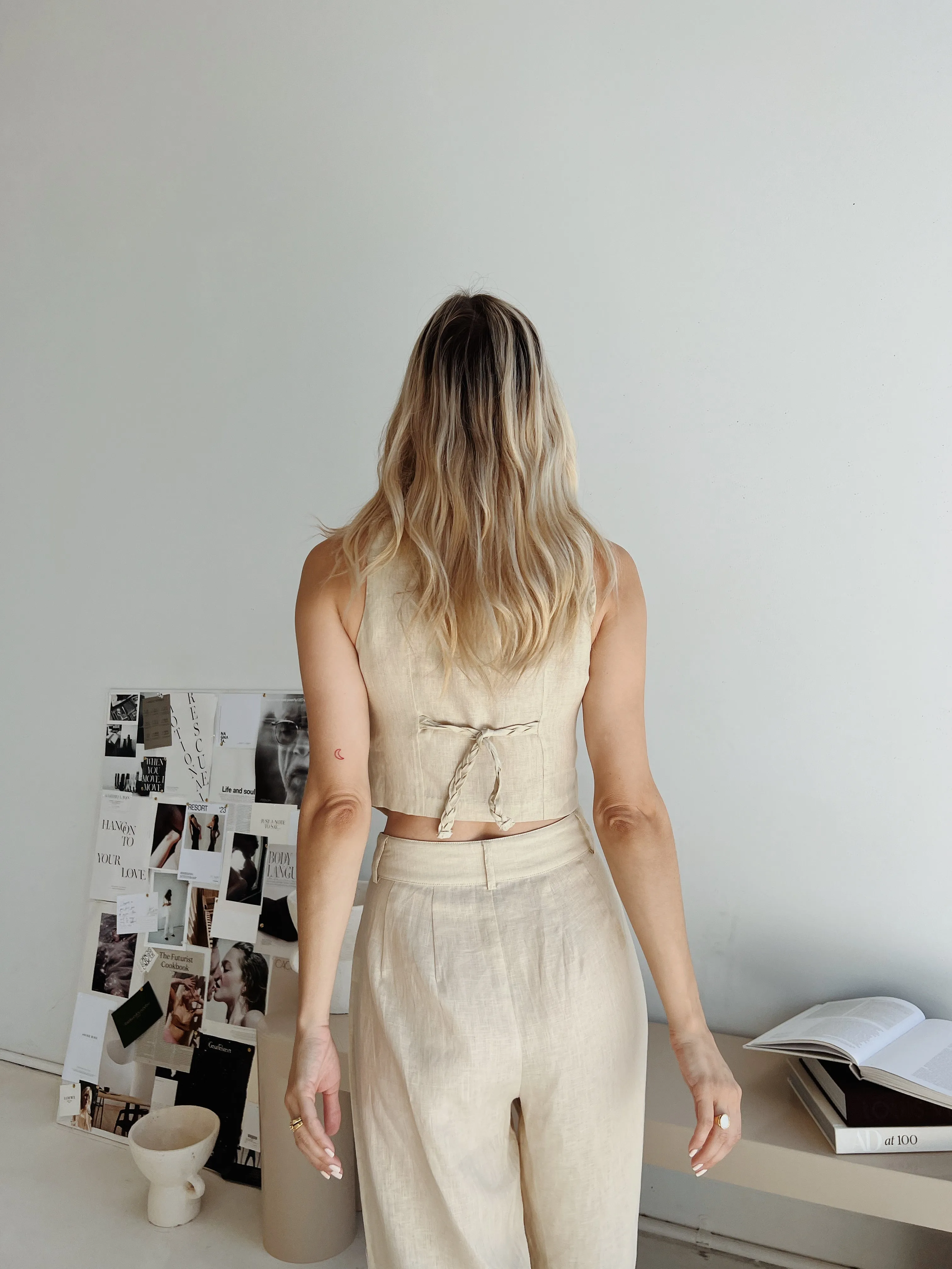 Cream Linen Vest