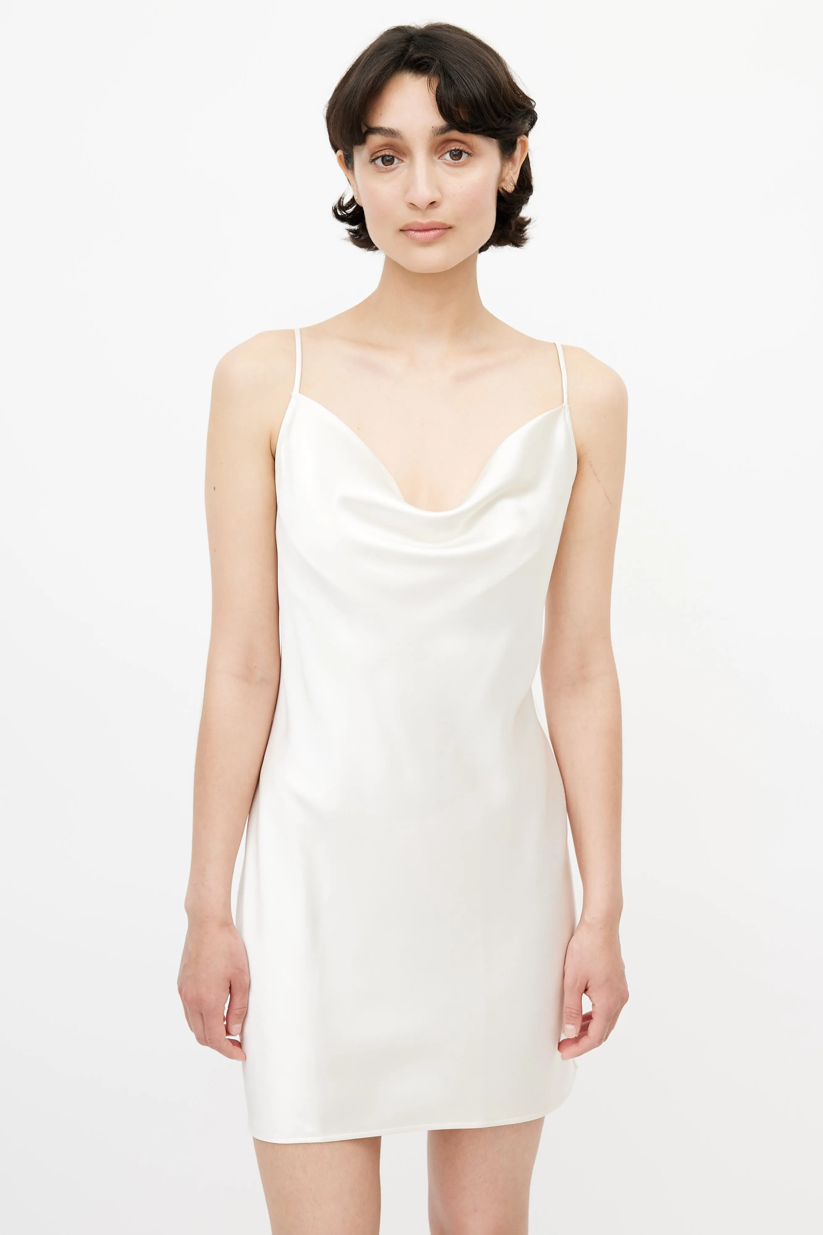 Cream Silk Slip Dress