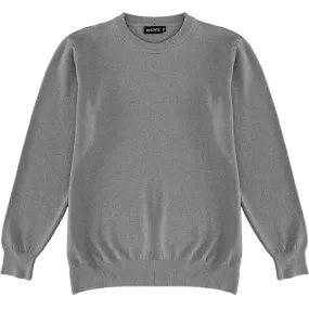 Dark Heather Grey Mens Knit Classic Crew Neck Sweater