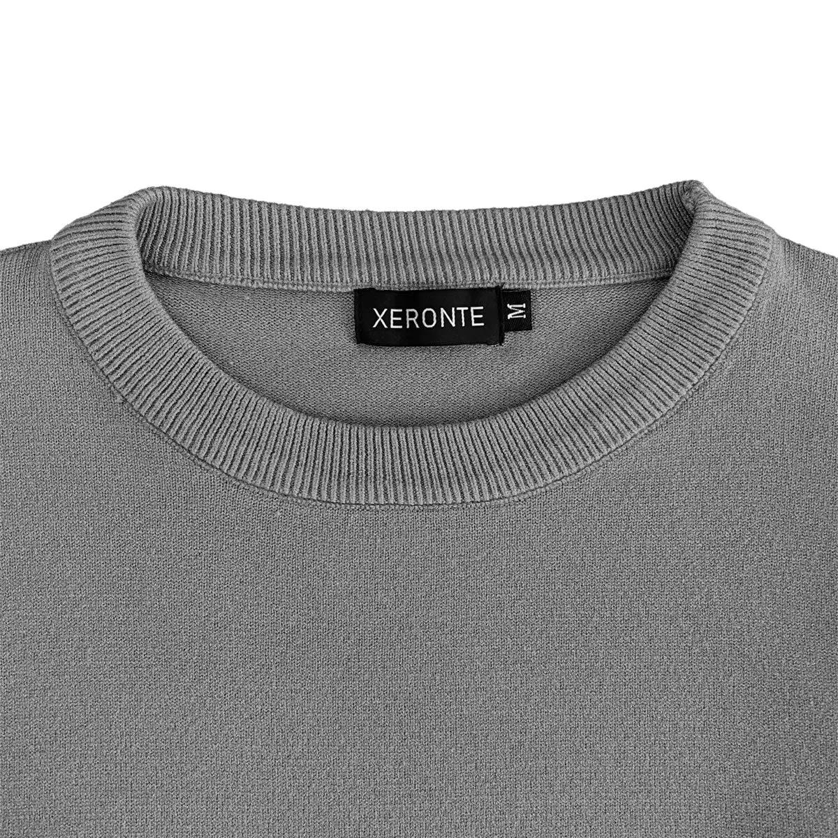 Dark Heather Grey Mens Knit Classic Crew Neck Sweater