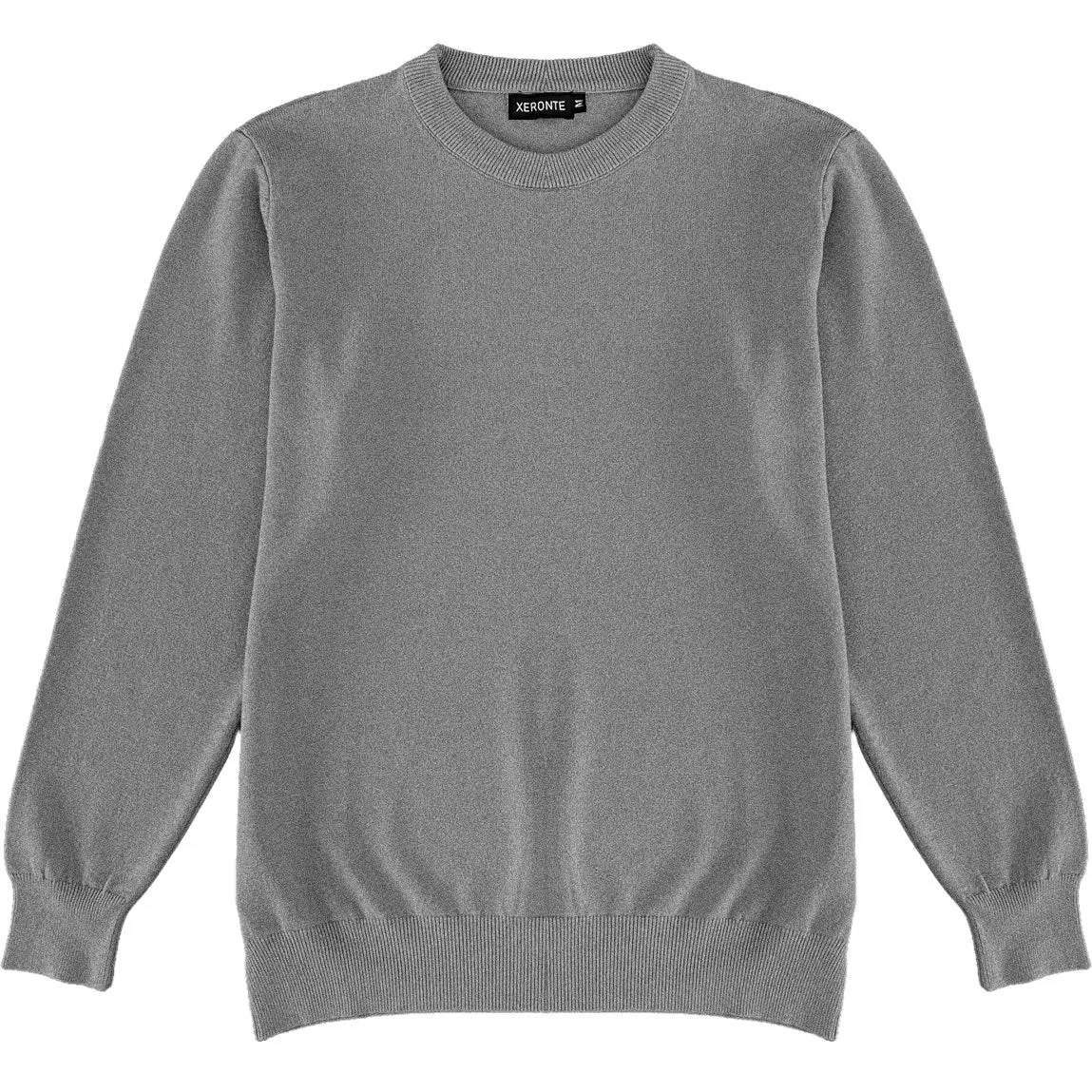 Dark Heather Grey Mens Knit Classic Crew Neck Sweater