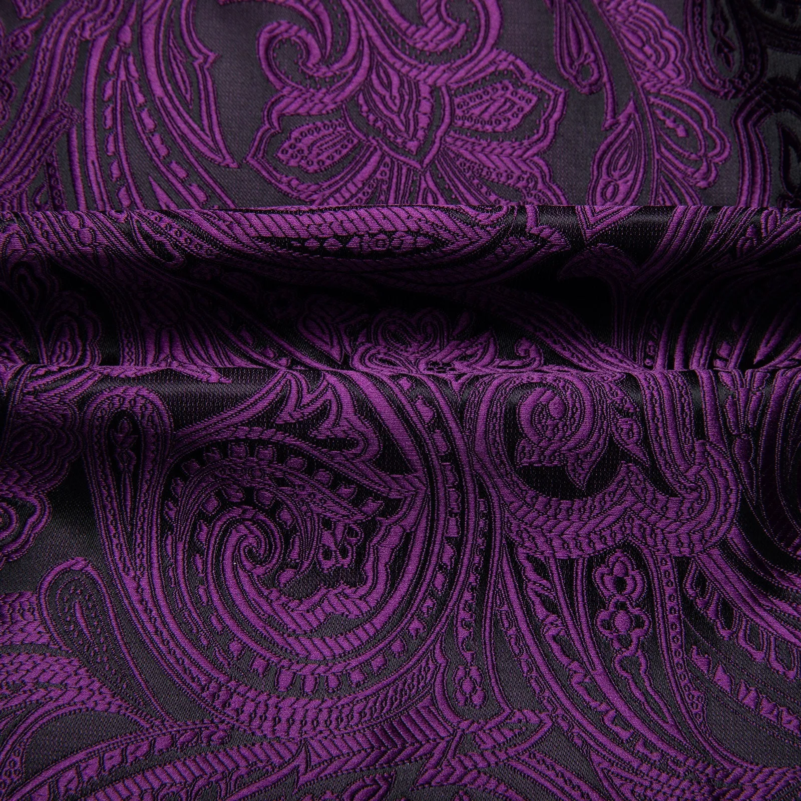 Dark Purple Paisley Men's Vest Tie Hanky Cufflinks Set Waistcoat Suit Set