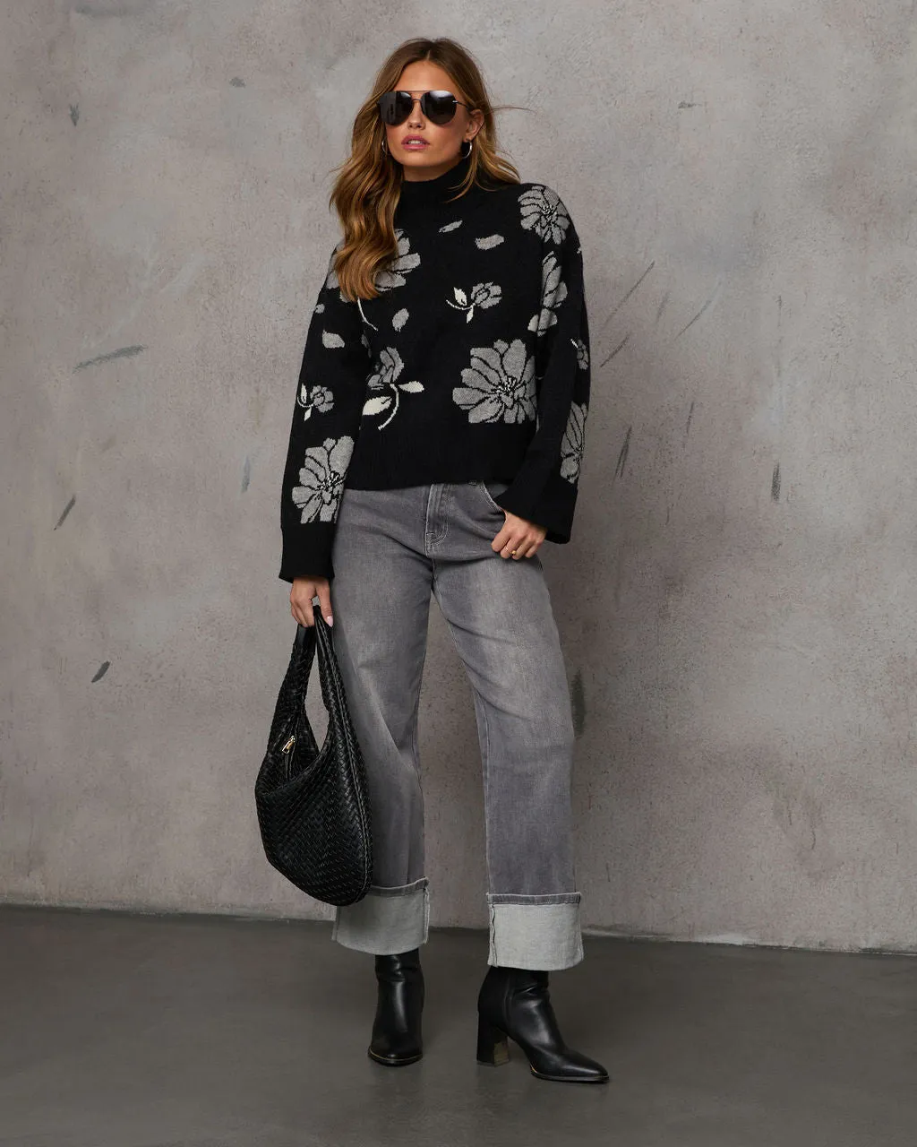 Daylen Floral Turtleneck Sweater