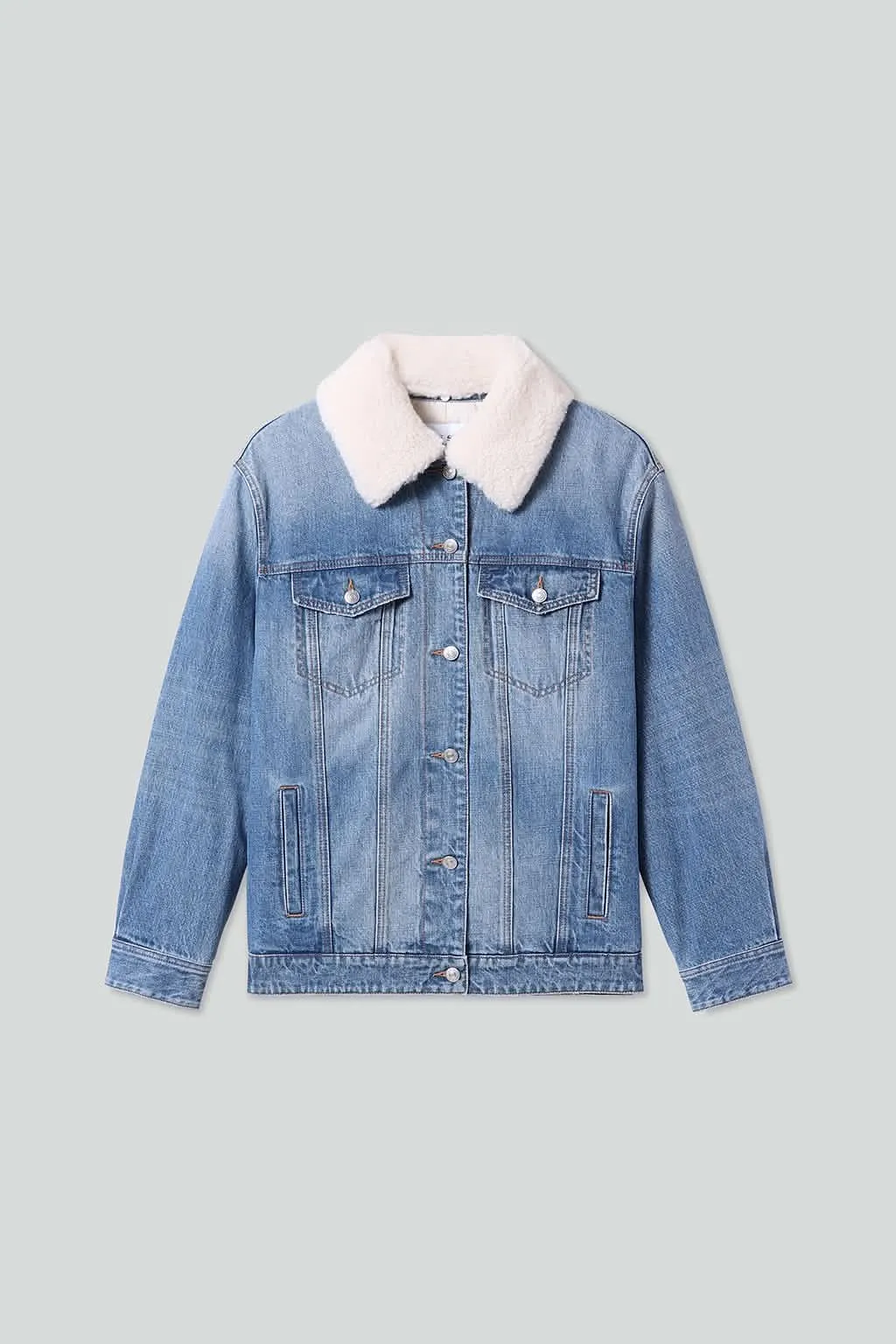 Detachable Faux Fur Collar Denim Jacket