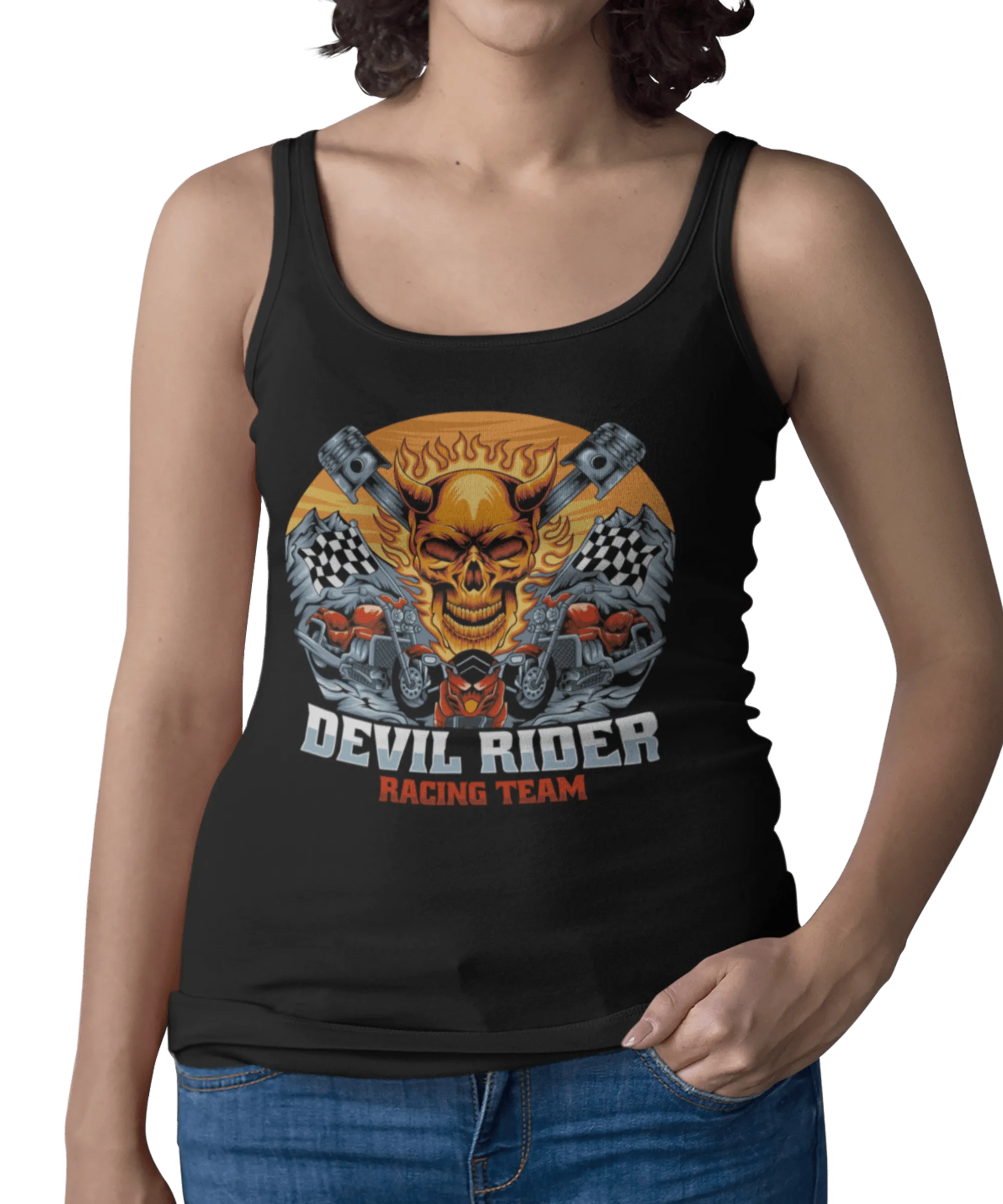 Devil Rider Tattoo Design Adult Womens Vest Top