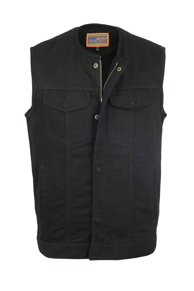 DM981BK Concealed Snaps, Denim Vest, Hidden Zipper, w/o Collar