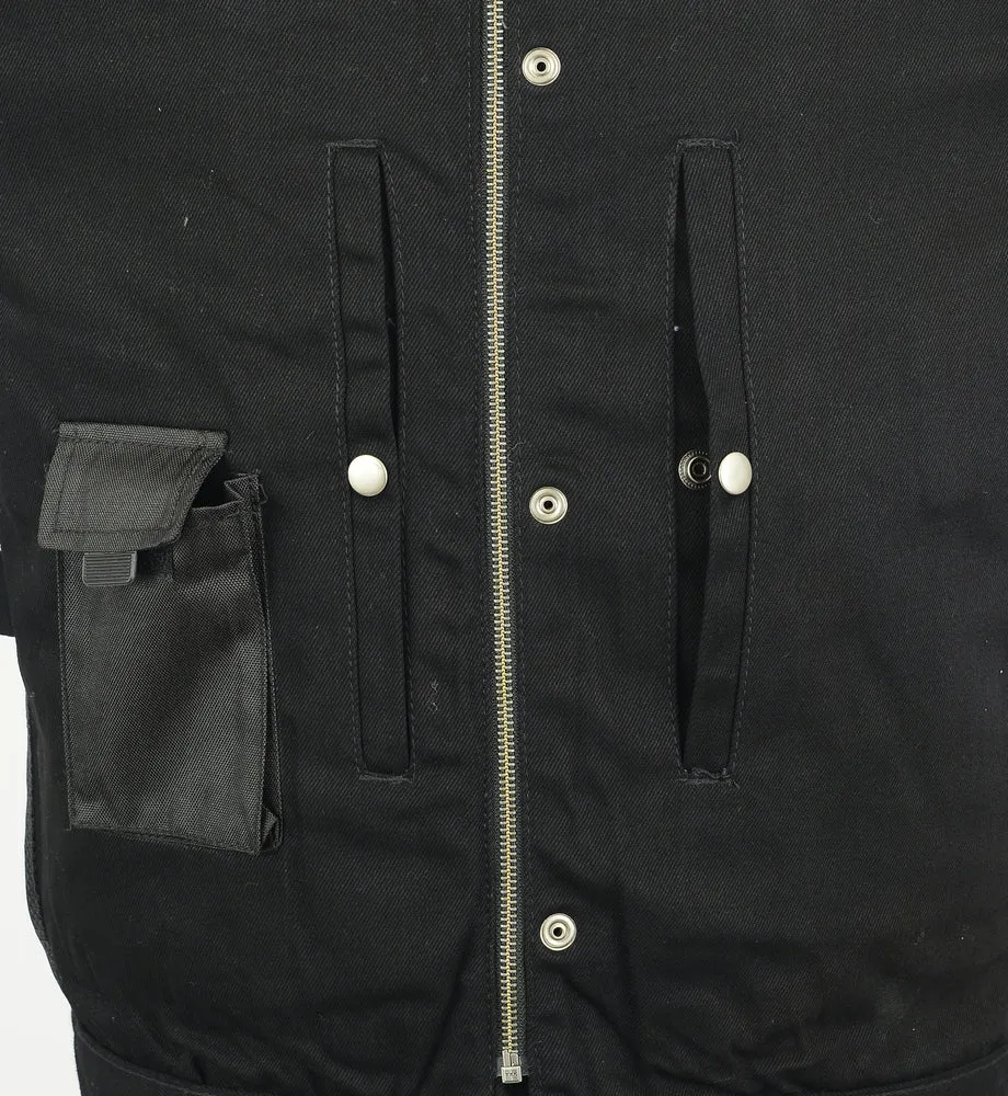 DM981BK Concealed Snaps, Denim Vest, Hidden Zipper, w/o Collar