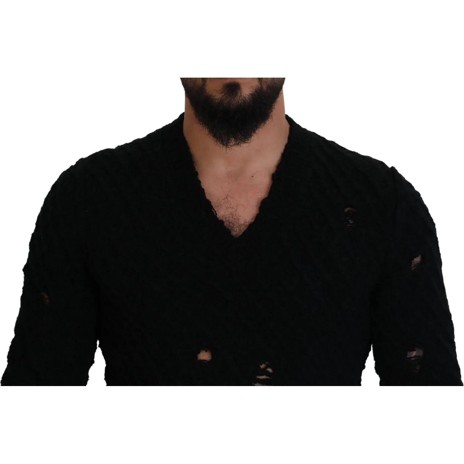 Dolce & Gabbana Elegant Black Wool-Blend V-Neck Sweater