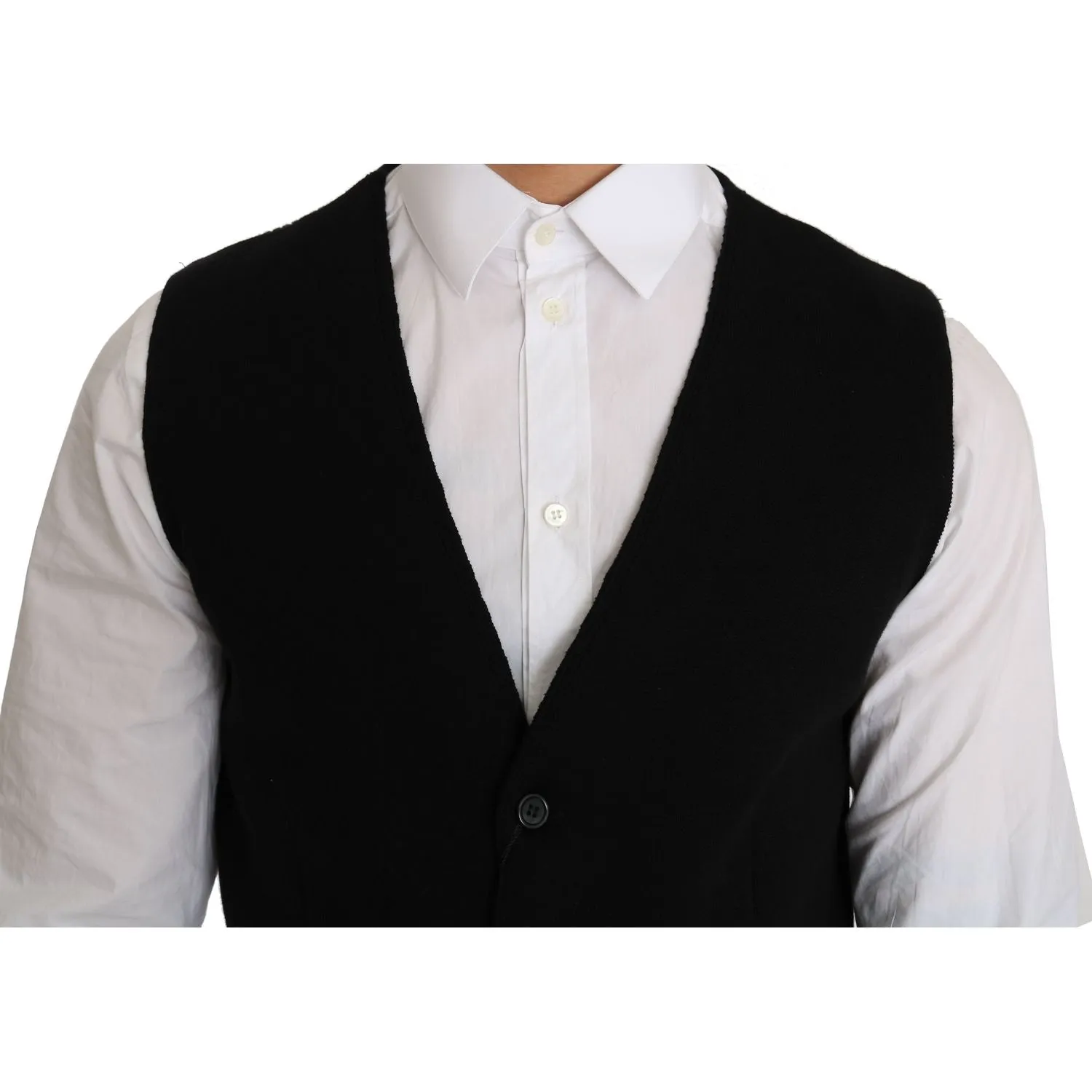 Dolce & Gabbana Sleek Black Cotton Formal Vest