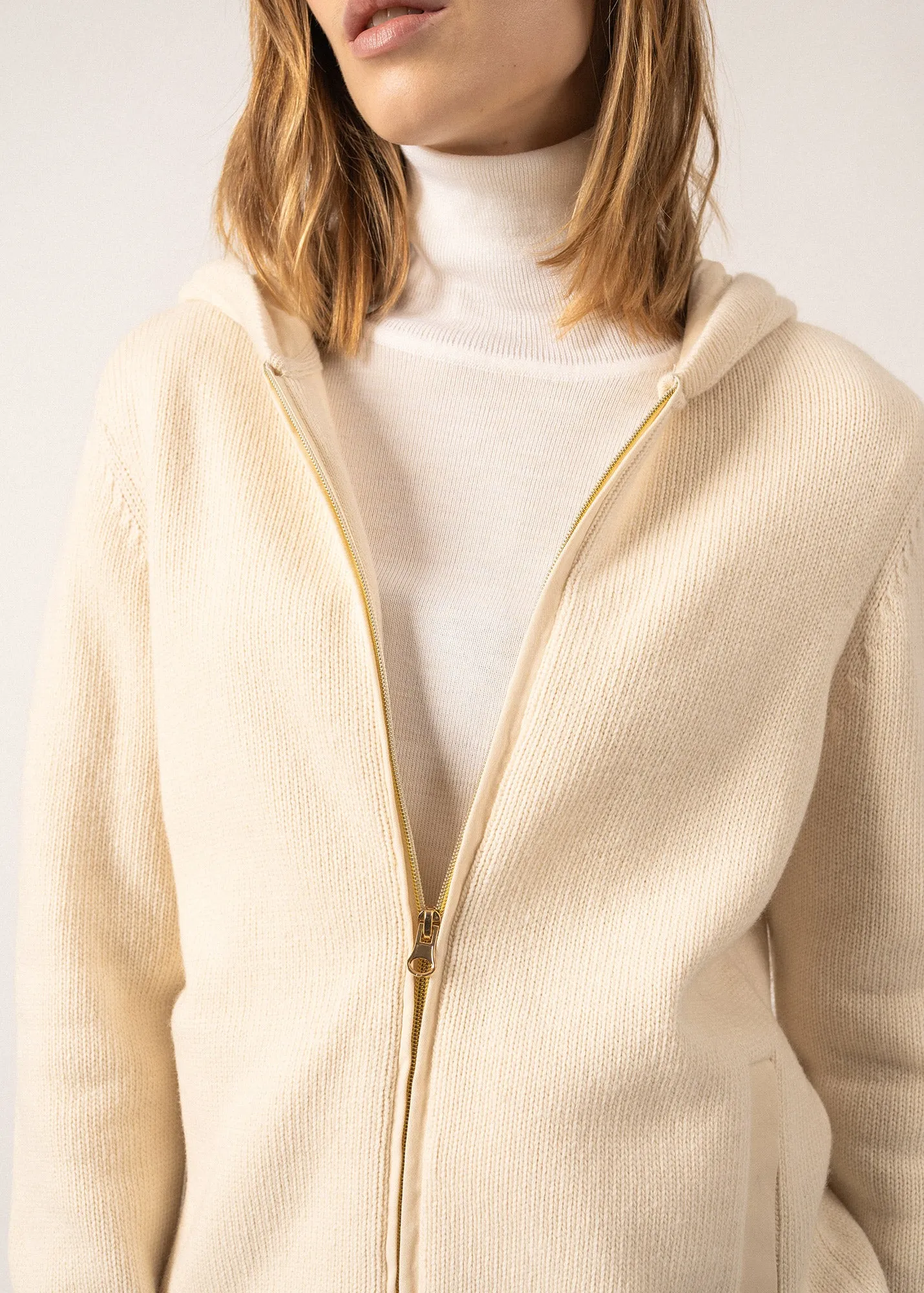 Dublin Hooded Cardigan - in wool and cotton (ECUME)