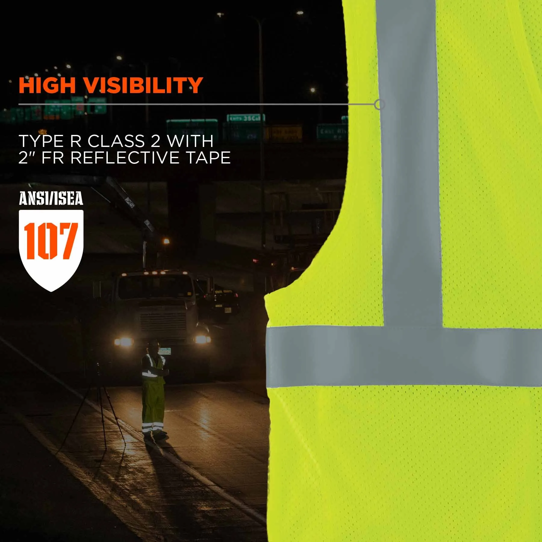 Ergodyne 21869 8263FRHL 4XL/5XL Lime Class 2 FR Safety Vest - H L - Economy