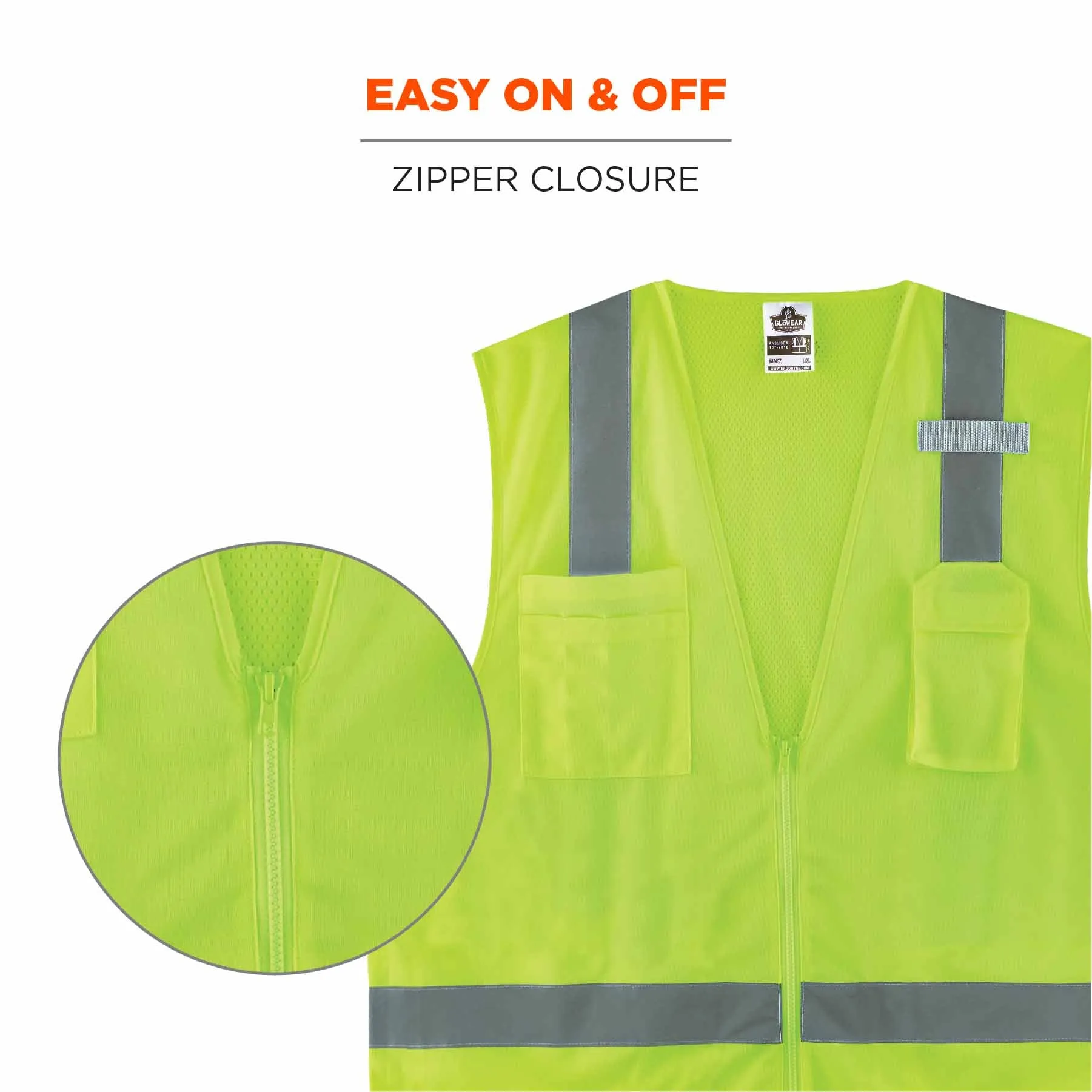 Ergodyne 24508 8249Z-S 4XL Lime Class 2 Economy Surveyors Vest - Single Size