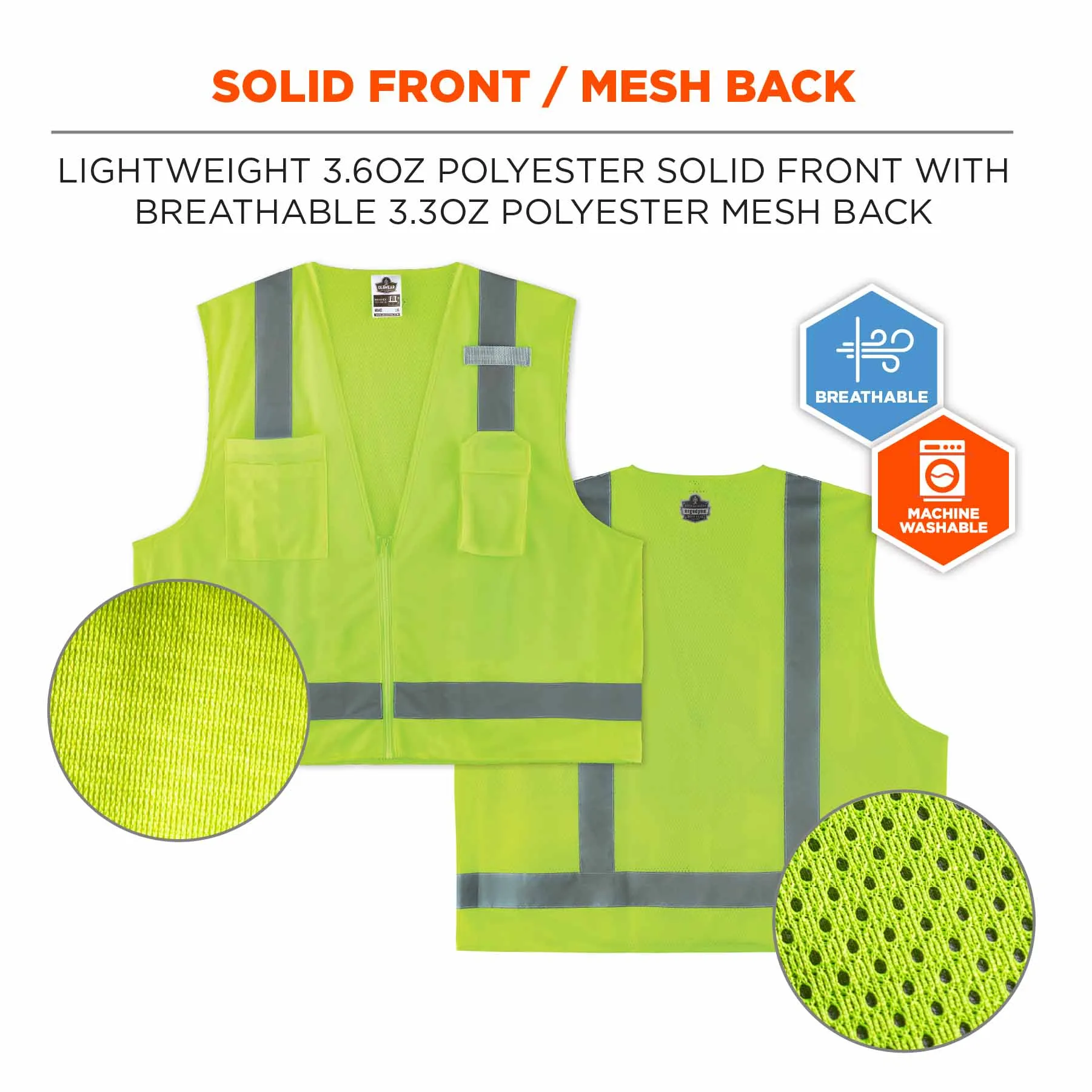 Ergodyne 24508 8249Z-S 4XL Lime Class 2 Economy Surveyors Vest - Single Size