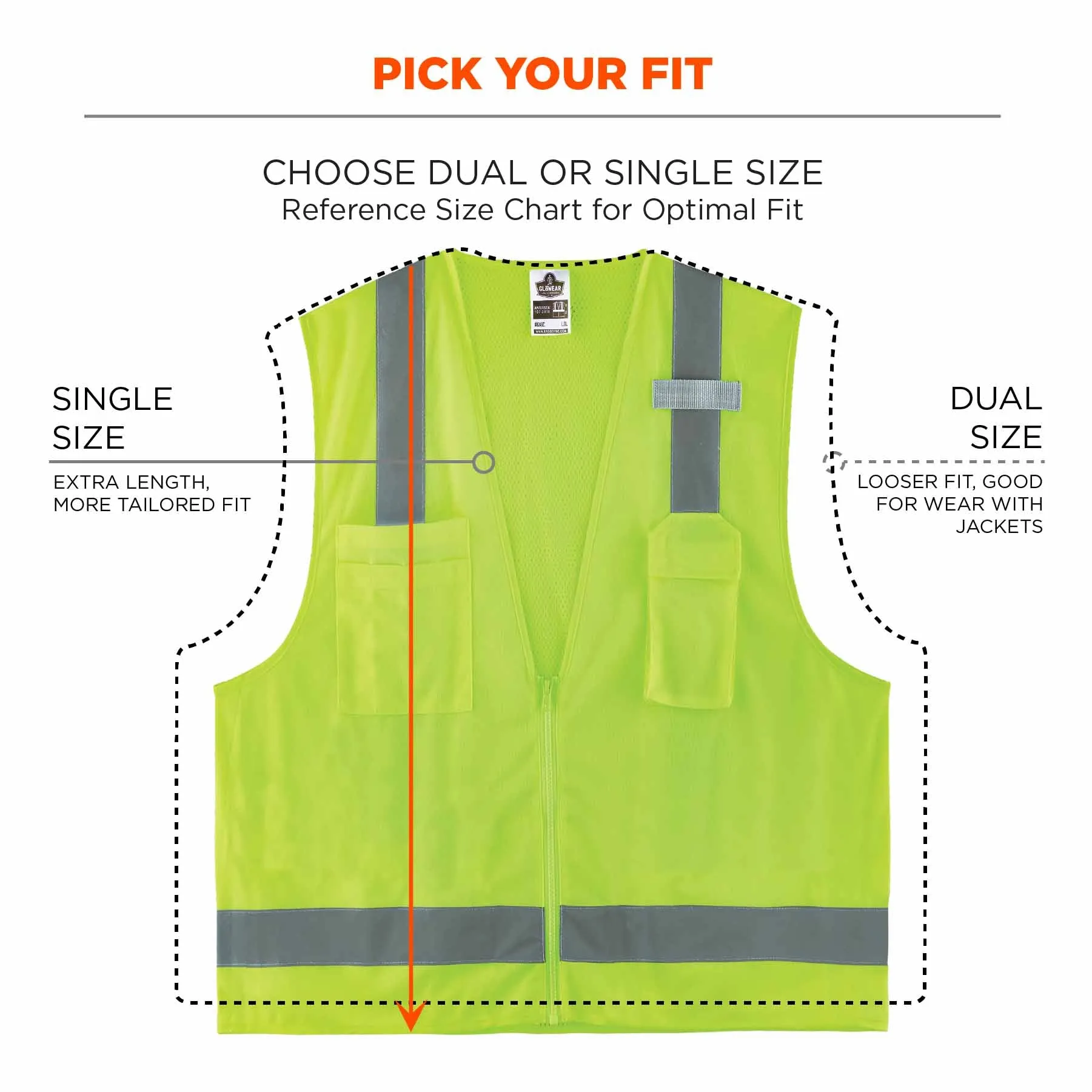 Ergodyne 24508 8249Z-S 4XL Lime Class 2 Economy Surveyors Vest - Single Size