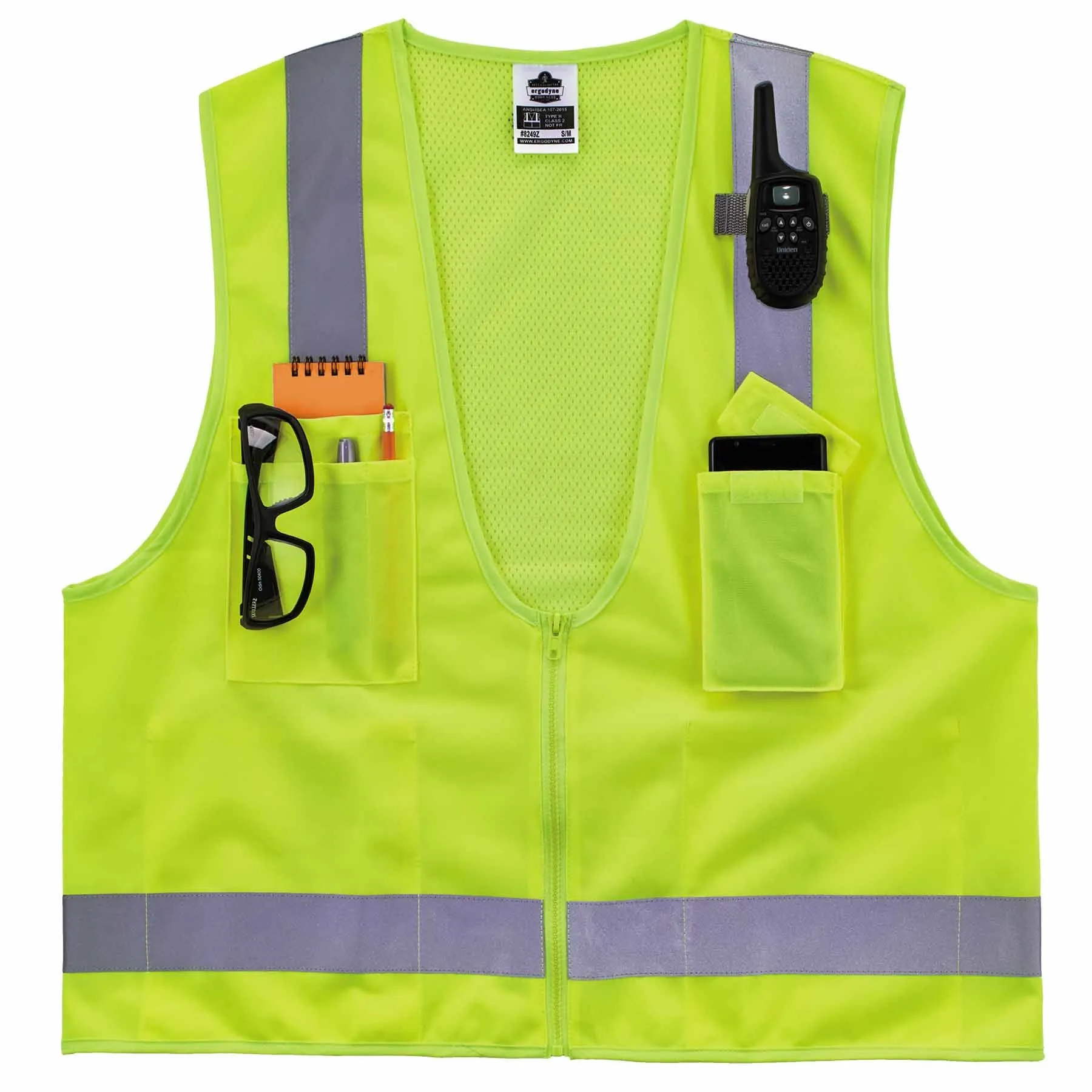 Ergodyne 24508 8249Z-S 4XL Lime Class 2 Economy Surveyors Vest - Single Size