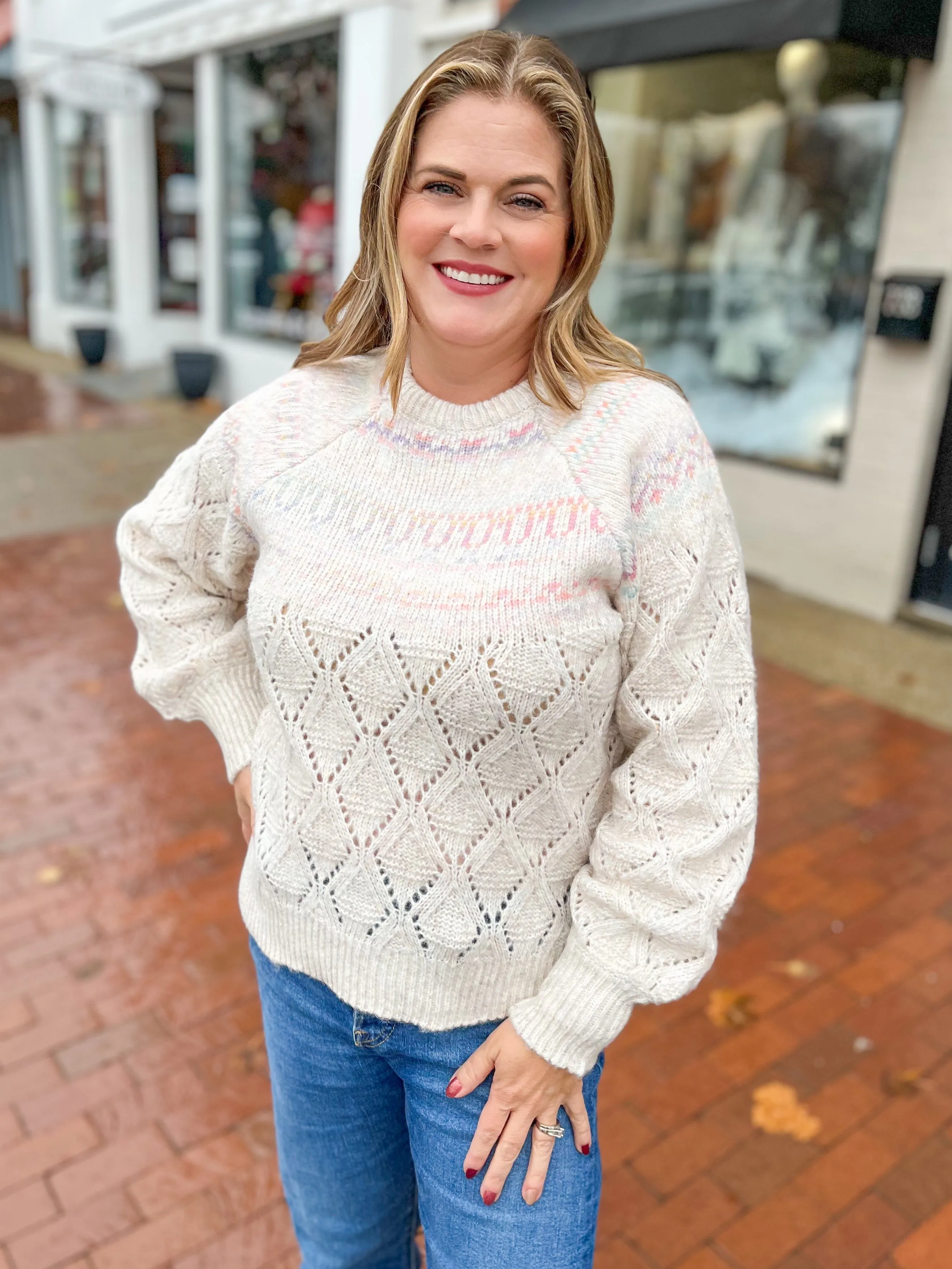 Fair Isle Pointelle Mix Sweater