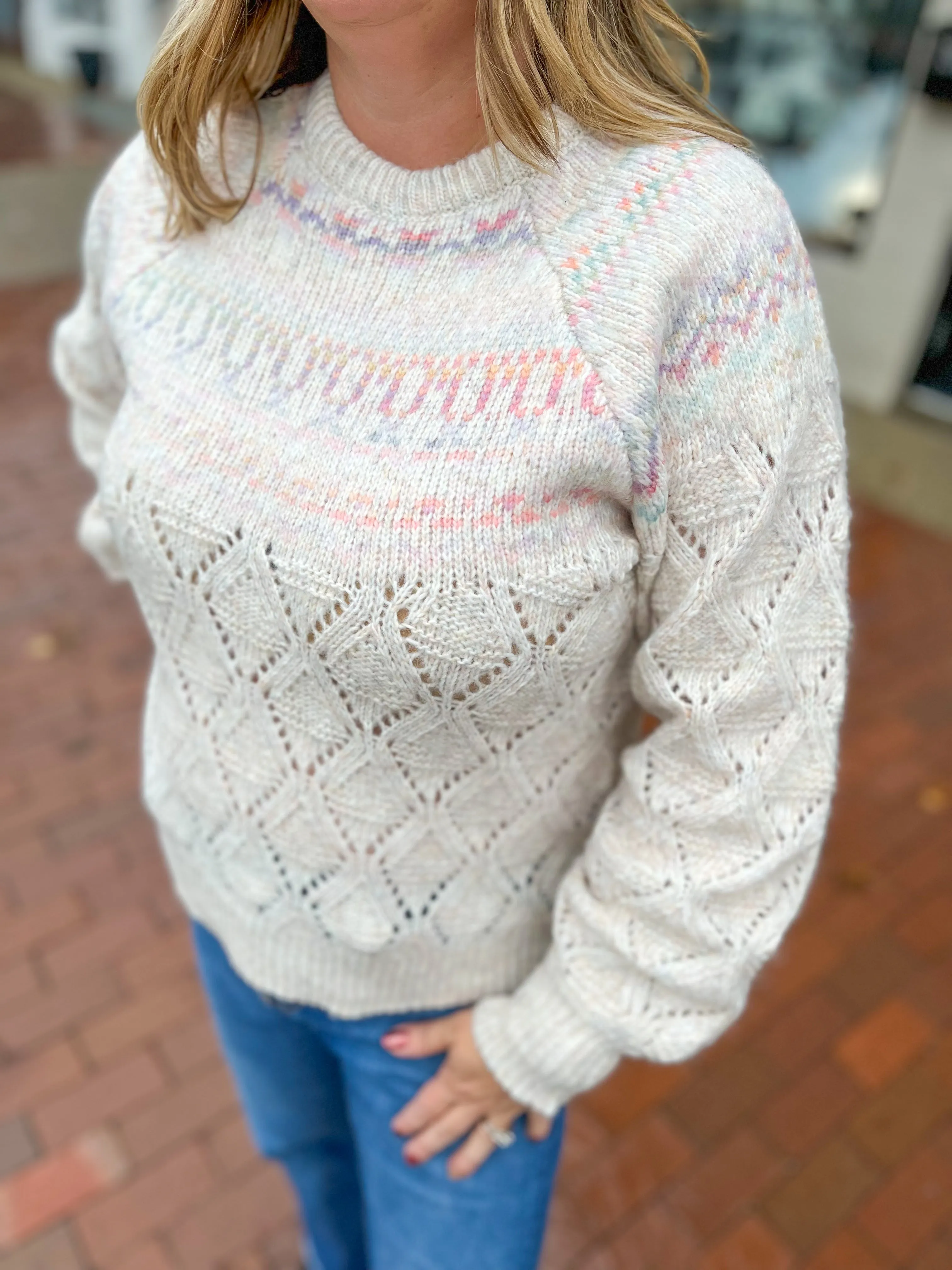 Fair Isle Pointelle Mix Sweater