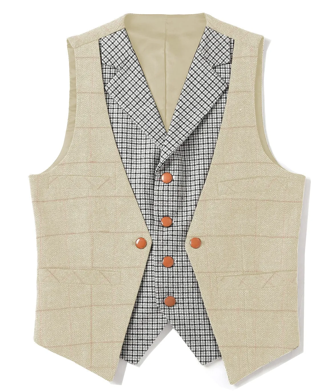 Fashion Men's Suit Vest Herringbone V-Neck Waistcoat