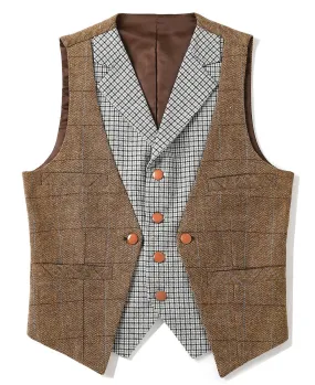 Fashion Men's Suit Vest Herringbone V-Neck Waistcoat