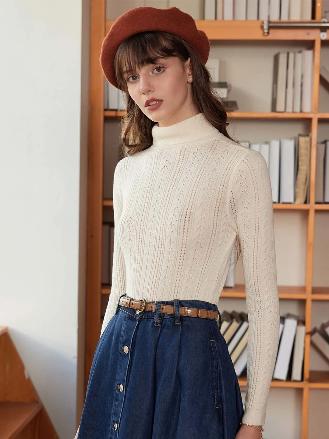 【Final Sale】Ariana Solid Color Turtleneck Slim Fit Knitted Top