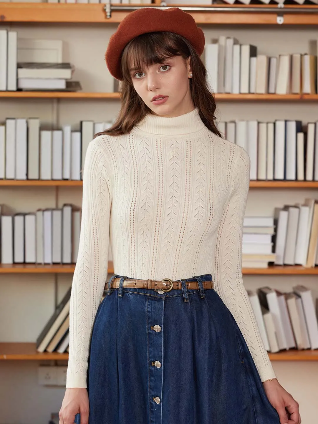 【Final Sale】Ariana Solid Color Turtleneck Slim Fit Knitted Top