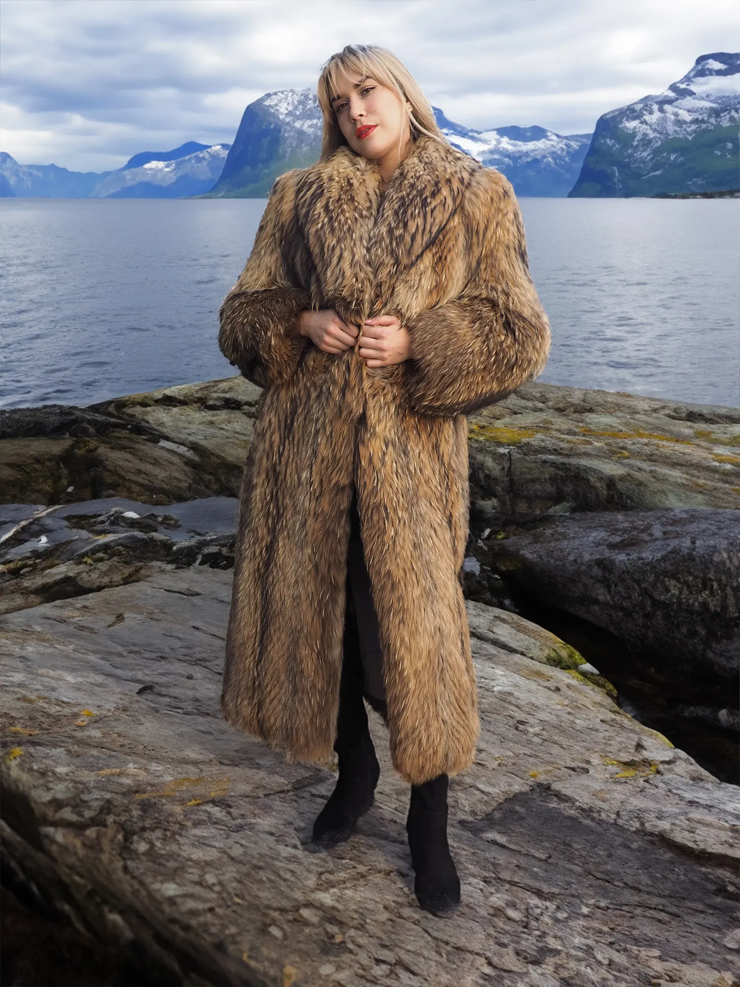 Finnish Raccoon Fur Coat S