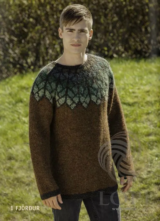 Fjöður (Feather) Mens Wool Sweater Brown